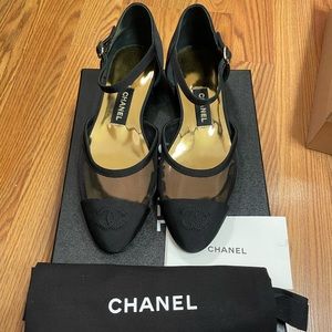 Chanel Mesh and Grosgain Black 37- Size 7. New never worn in box.